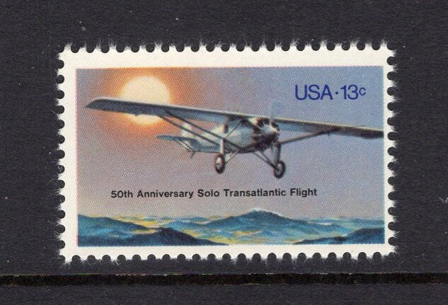 10 Spirit of St Louis Plane Lindbergh Transatlantic Flight - Bright US Postage Stamps - Vintage 1977 - Scott Number 1710 ping