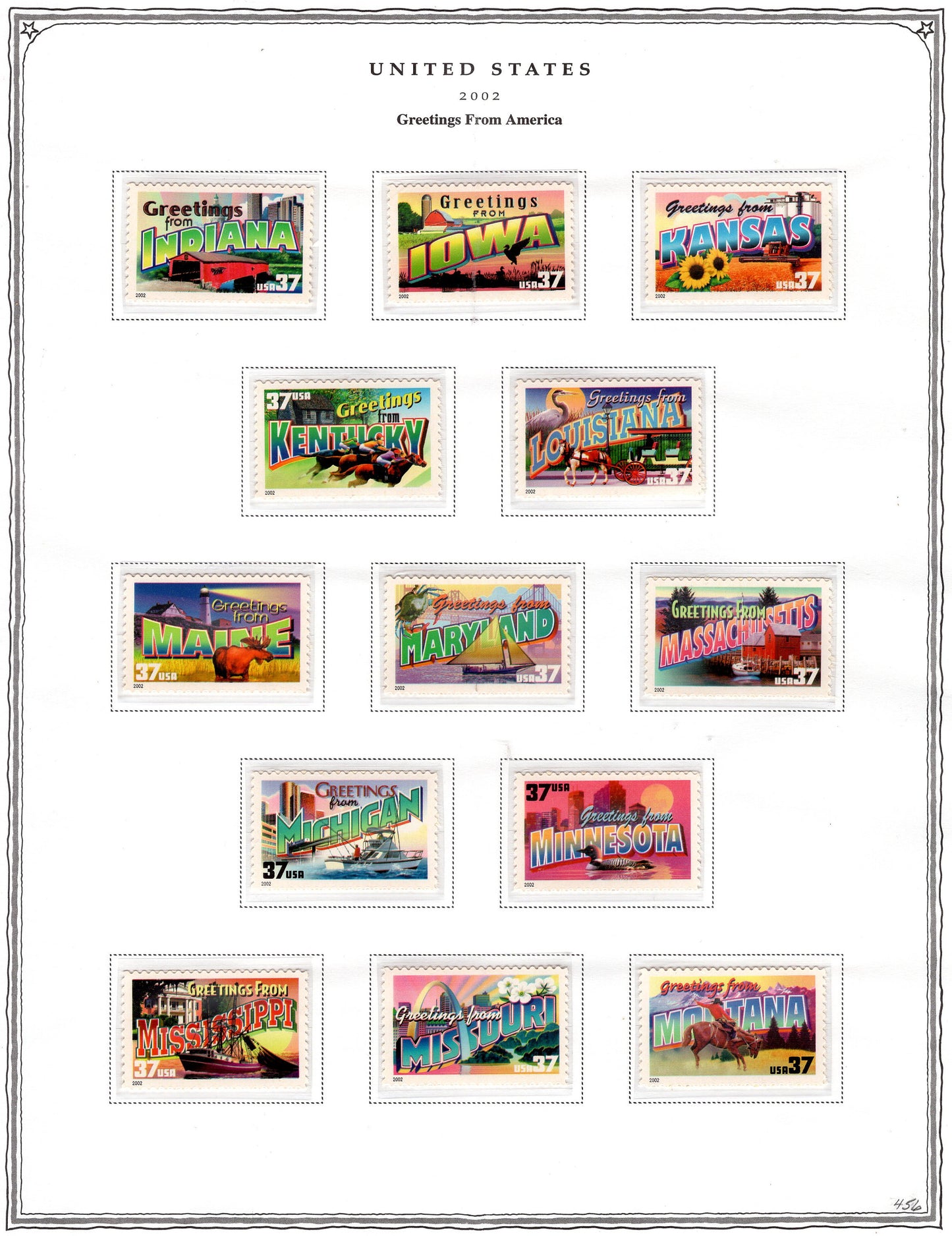 50 GREETINGS AMERICA Different 37c Postcard Style Unused Fresh USA Postage Stamps - Vintage 2002 - Stock# 3696