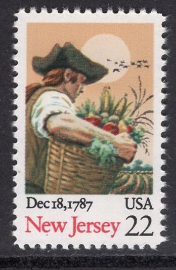 10 NEW JERSEY Statehood Unused Fresh Bright US Postage Stamps - Quantity Available - Vintage 1987 - Scott Number 2338
