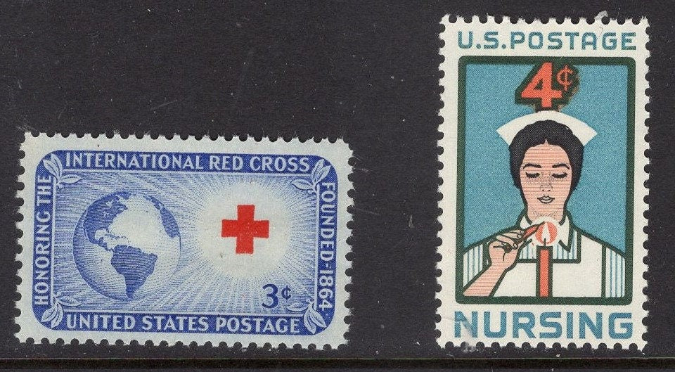 1 NURSING Basic RED CROSS 7 Stamp Collection - Barton Maas Bright, fresh mint Usa Postage Stamps - 1931-81 Stock# 702//1910