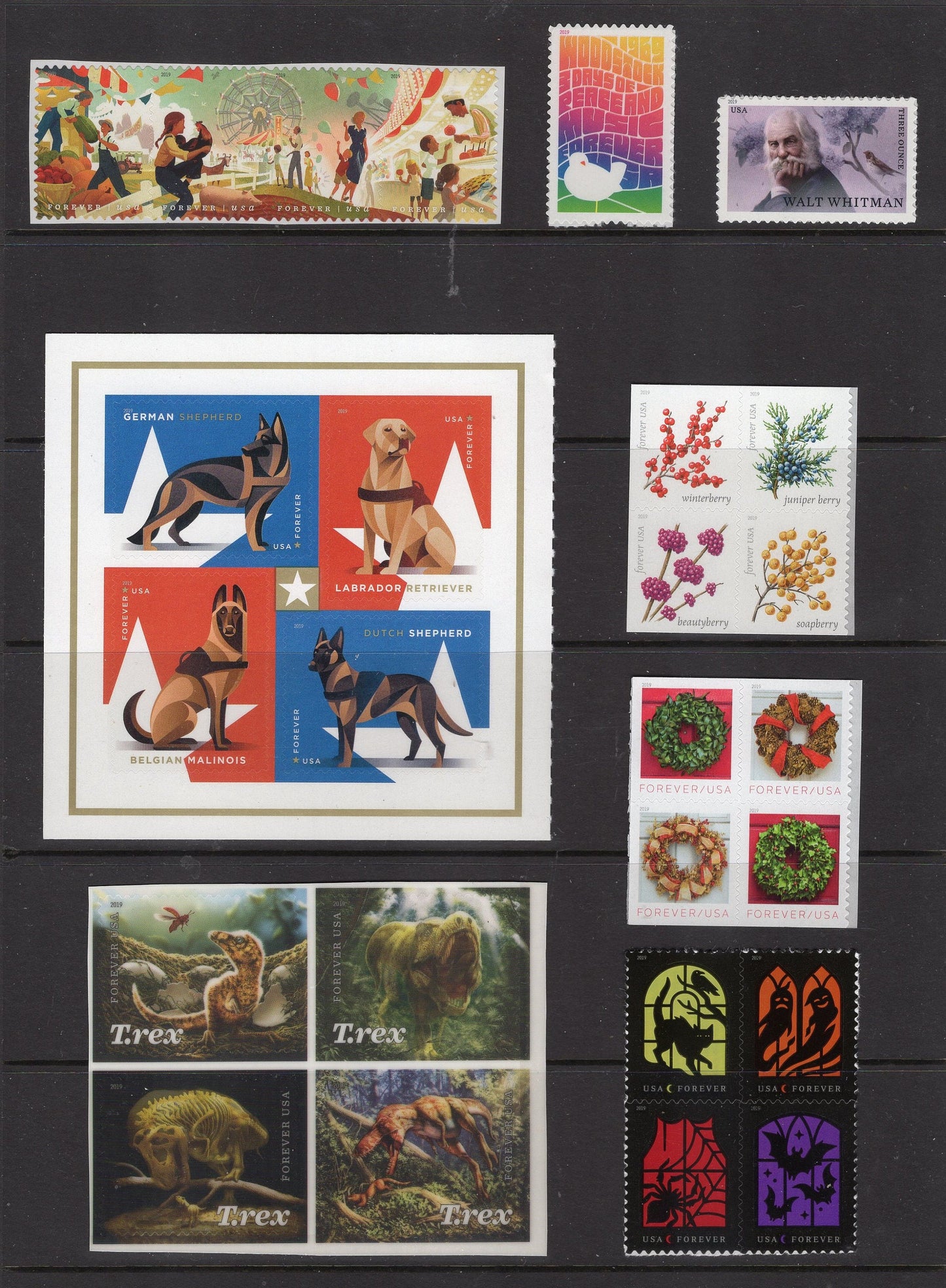 1 ea ALL 97 COMMEMORATIVE Stamps issued in 2019 (4 Scans) - Bright fresh Unused Fresh Postage Stamps - Vintage 2019