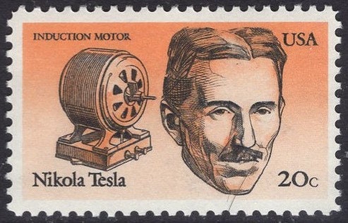 6 TESLA SCIENTIST INDUCTION Car Automobile Motor Unused Fresh Bright USa Postage Stamps - Vintage 1983 - Stock# 2057