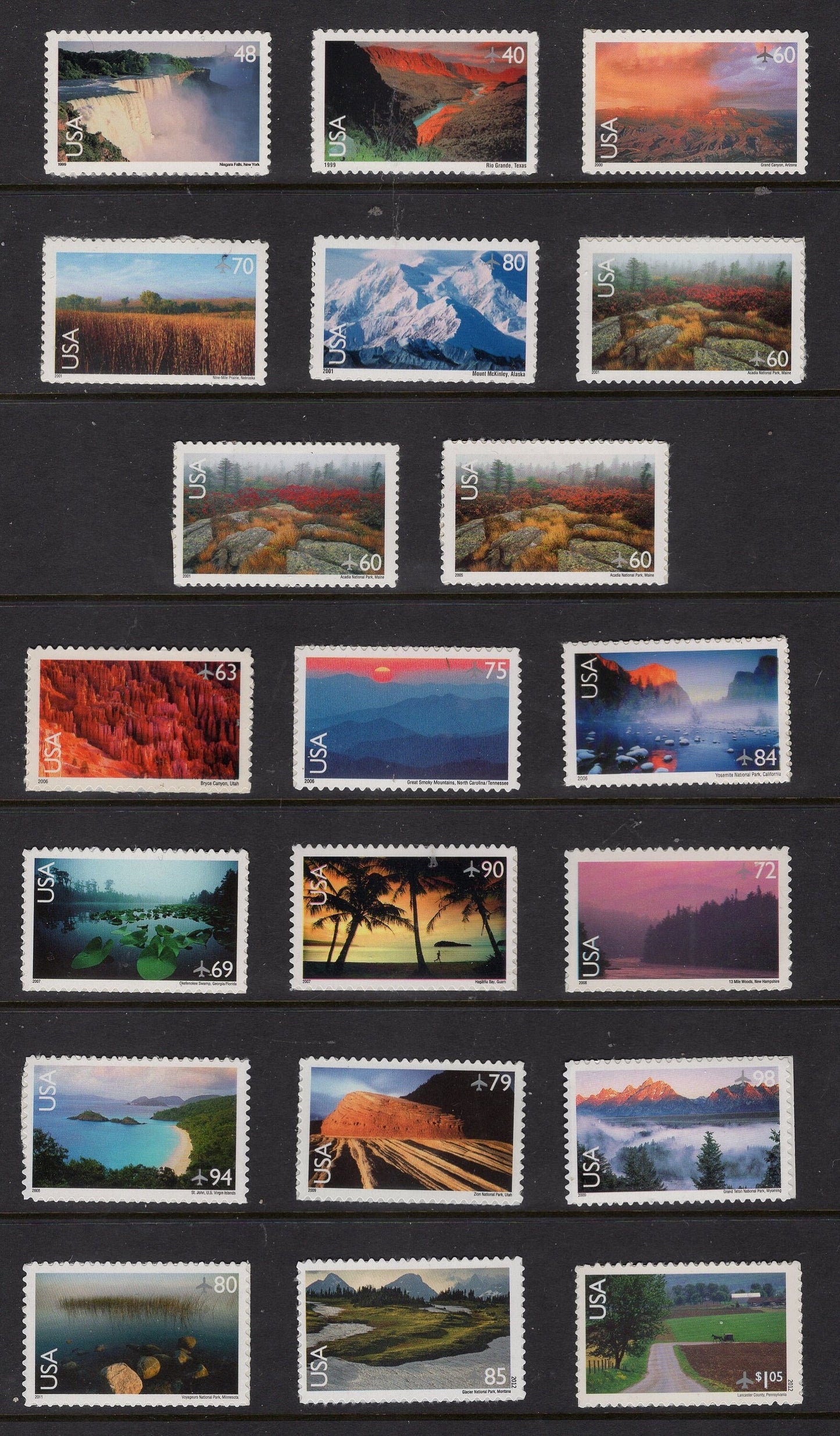 AIRPLANE AIRMAIL SCENIC Nature Complete Collection of 20 Unused Fresh Stamps issued 1999/on - Stock# C133-50