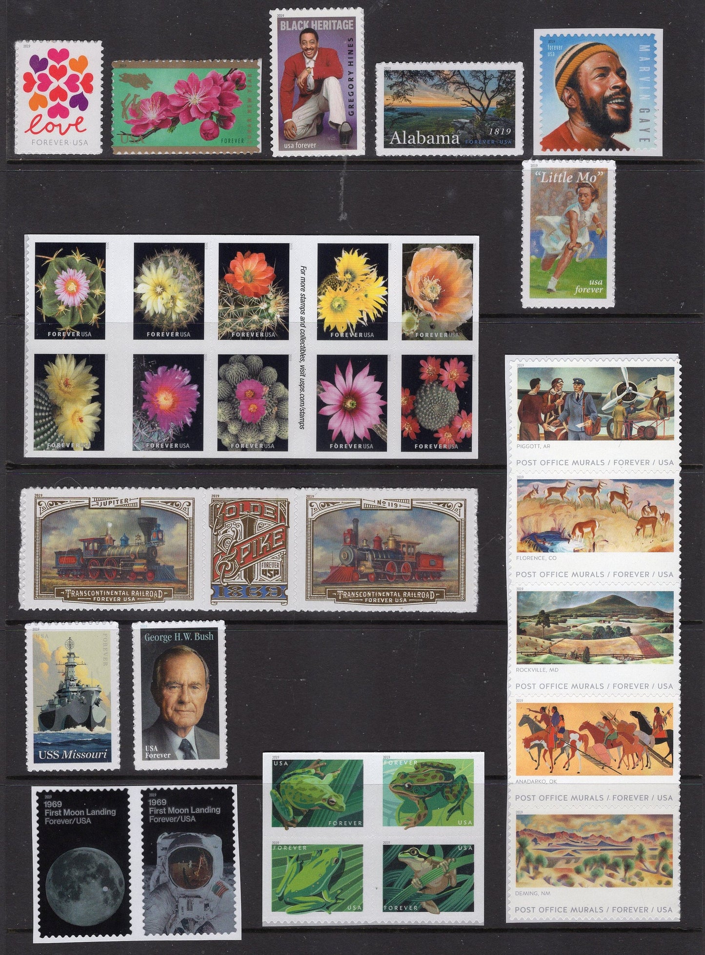1 ea ALL 97 COMMEMORATIVE Stamps issued in 2019 (4 Scans) - Bright fresh Unused Fresh Postage Stamps - Vintage 2019