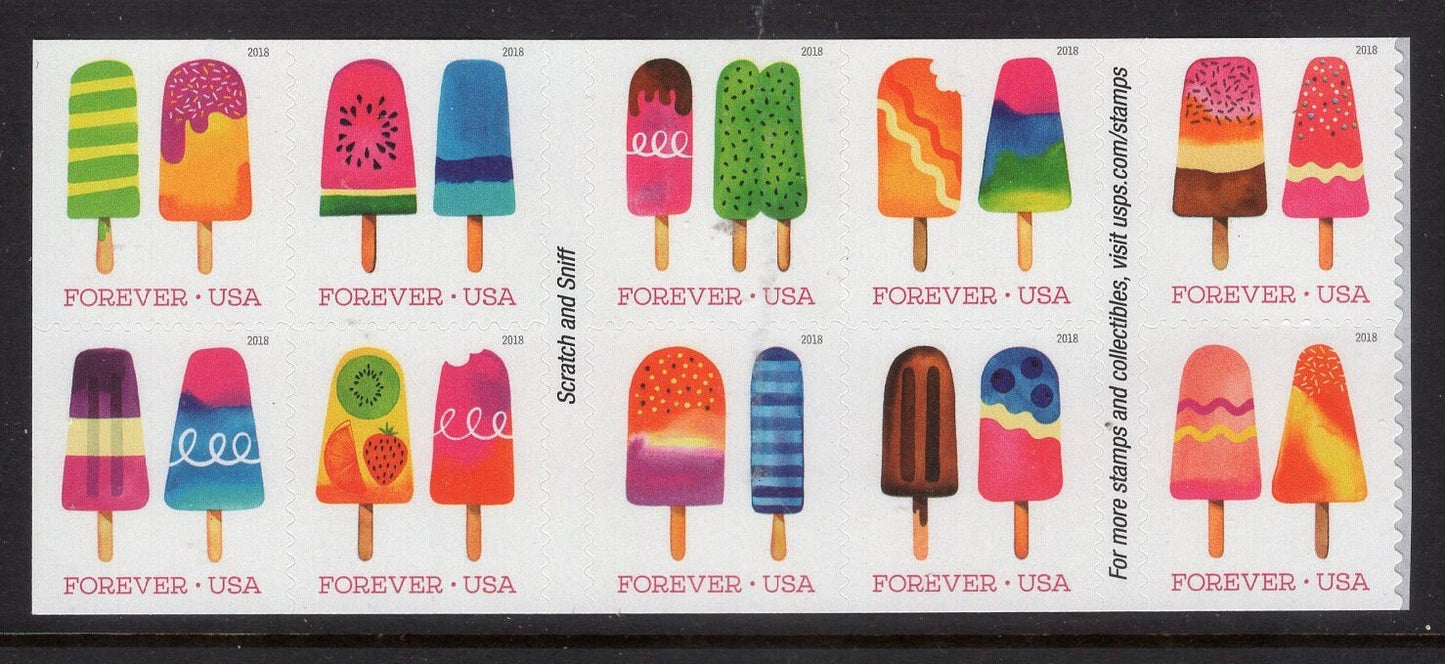 100 POPSICLE FROZEN TREATs FOREVER Bright Fresh USa Stamps - Quantity Available - Vintage 2018 - Stock# 5285 ping