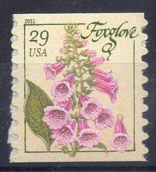 5 HERBS OREGANO SAGE Lavender Flax Foxglove - Unused Fresh, Bright Usa Stamps - Vintage 2011 - Stock# 4513 ping