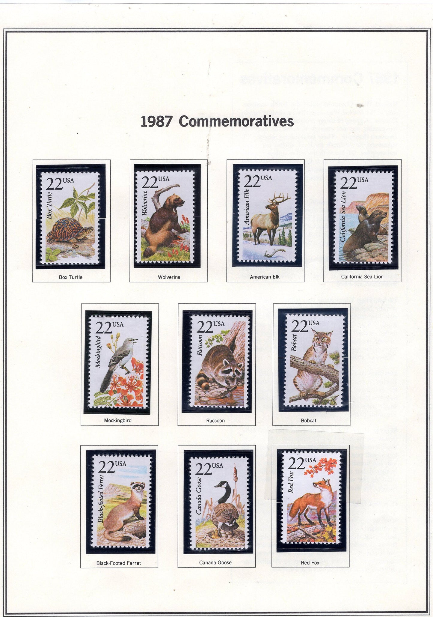 50 WILDLIFE of NORTH AMERICA Different Stamps See 5 Scans Birds Fish Butterflies Fresh Bright Usa -1987 - Stock#2286