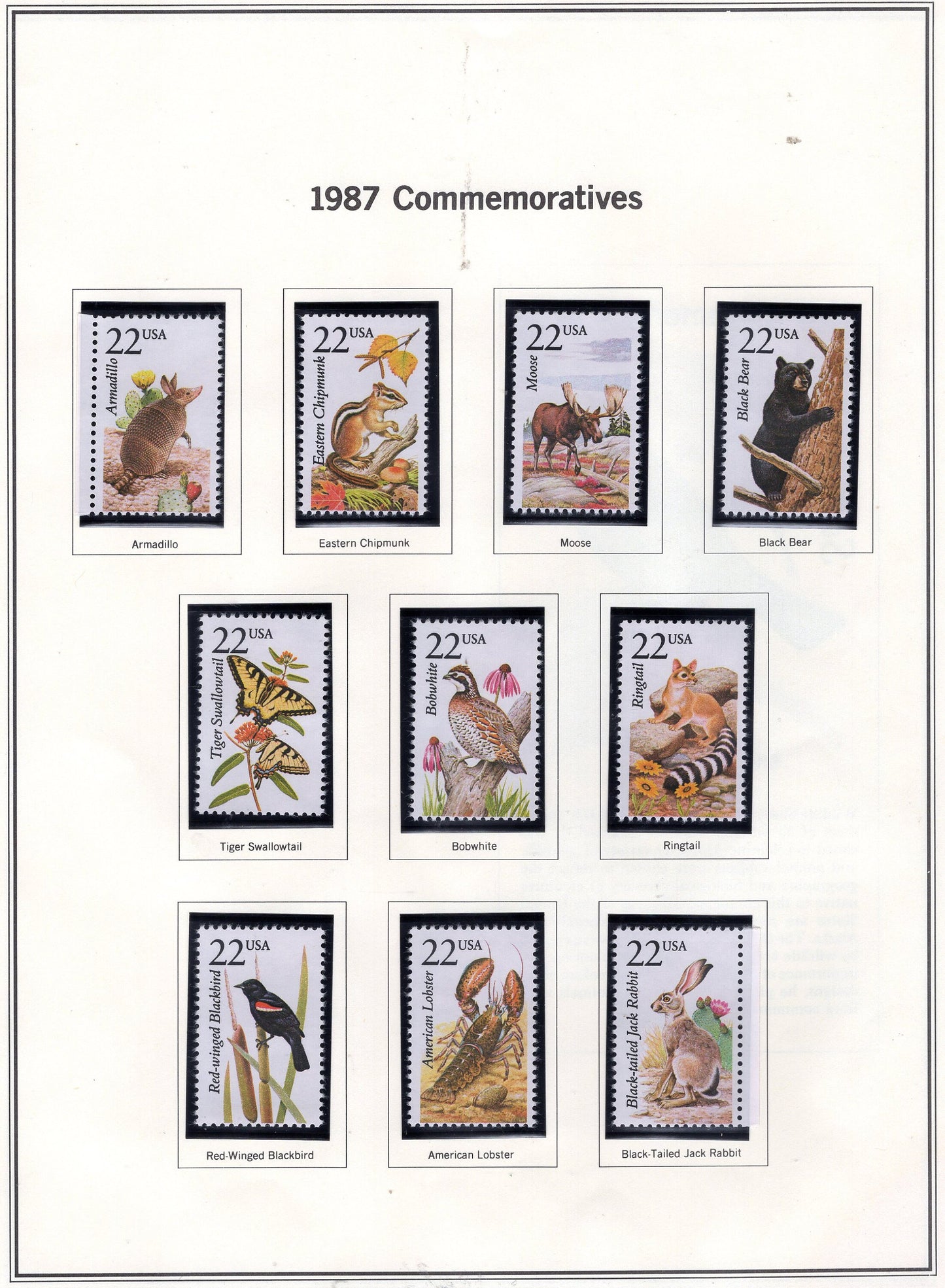 50 WILDLIFE of NORTH AMERICA Different Stamps See 5 Scans Birds Fish Butterflies Fresh Bright Usa -1987 - Stock#2286