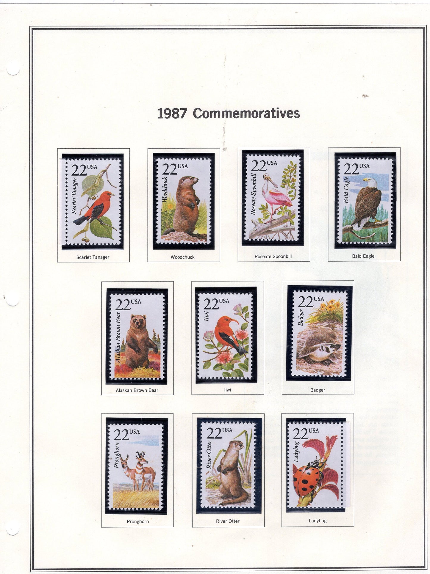 50 WILDLIFE of NORTH AMERICA Different Stamps See 5 Scans Birds Fish Butterflies Fresh Bright Usa -1987 - Stock#2286