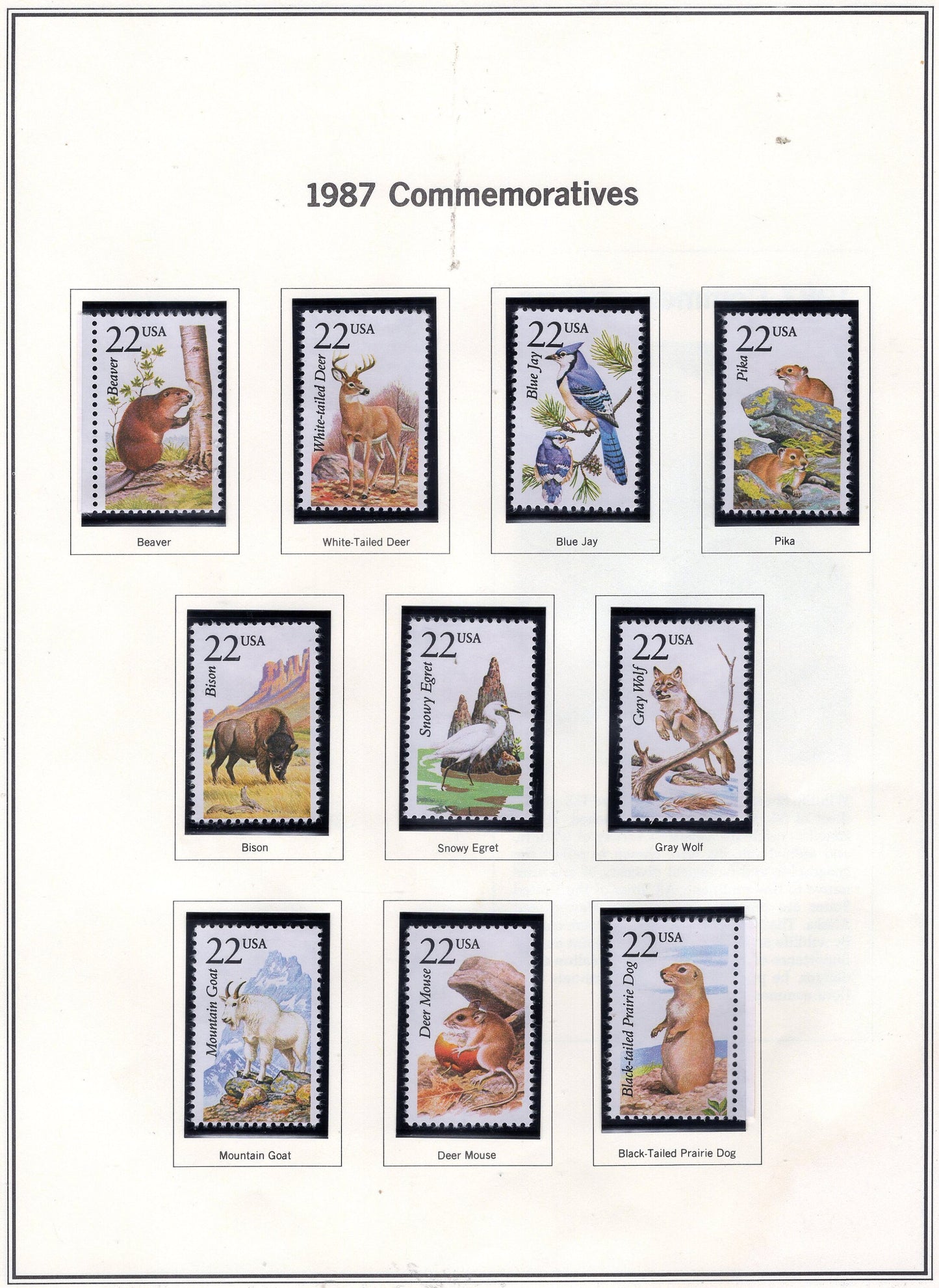 50 WILDLIFE of NORTH AMERICA Different Stamps See 5 Scans Birds Fish Butterflies Fresh Bright Usa -1987 - Stock#2286