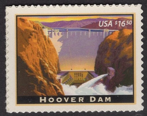 1 HOOVER DAM - AMERICAN Landmark Express Mail Stamp Bright Usa Postage Stamp - Vintage 2008 - Stock# 4269 ping