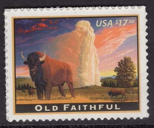 1 OLD FAITHFUL GEYSER Yosemite American High Value Express USa Postage Stamp Bright - Vintage 2009 - Stock# 4379 ping