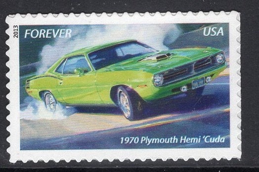 5 MUSCLE CARS Shelby Charger GTO Chevelle Ply Barricuda Unused Fresh Usa Postage Stamps - Vintage 2013 -Stock# 4743 ping