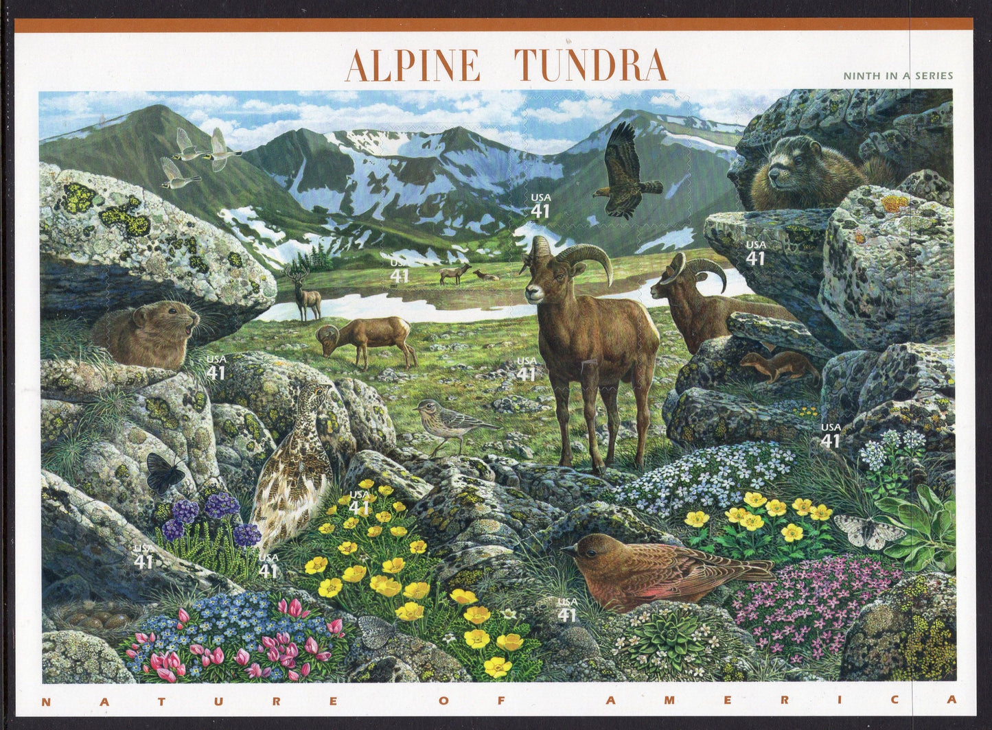 ALPINE TUNDRA Beautiful Sheet of 10 - Nature of America Series #9 of 12 - Fresh Bright - Vintage 2007 -Stock# 4198