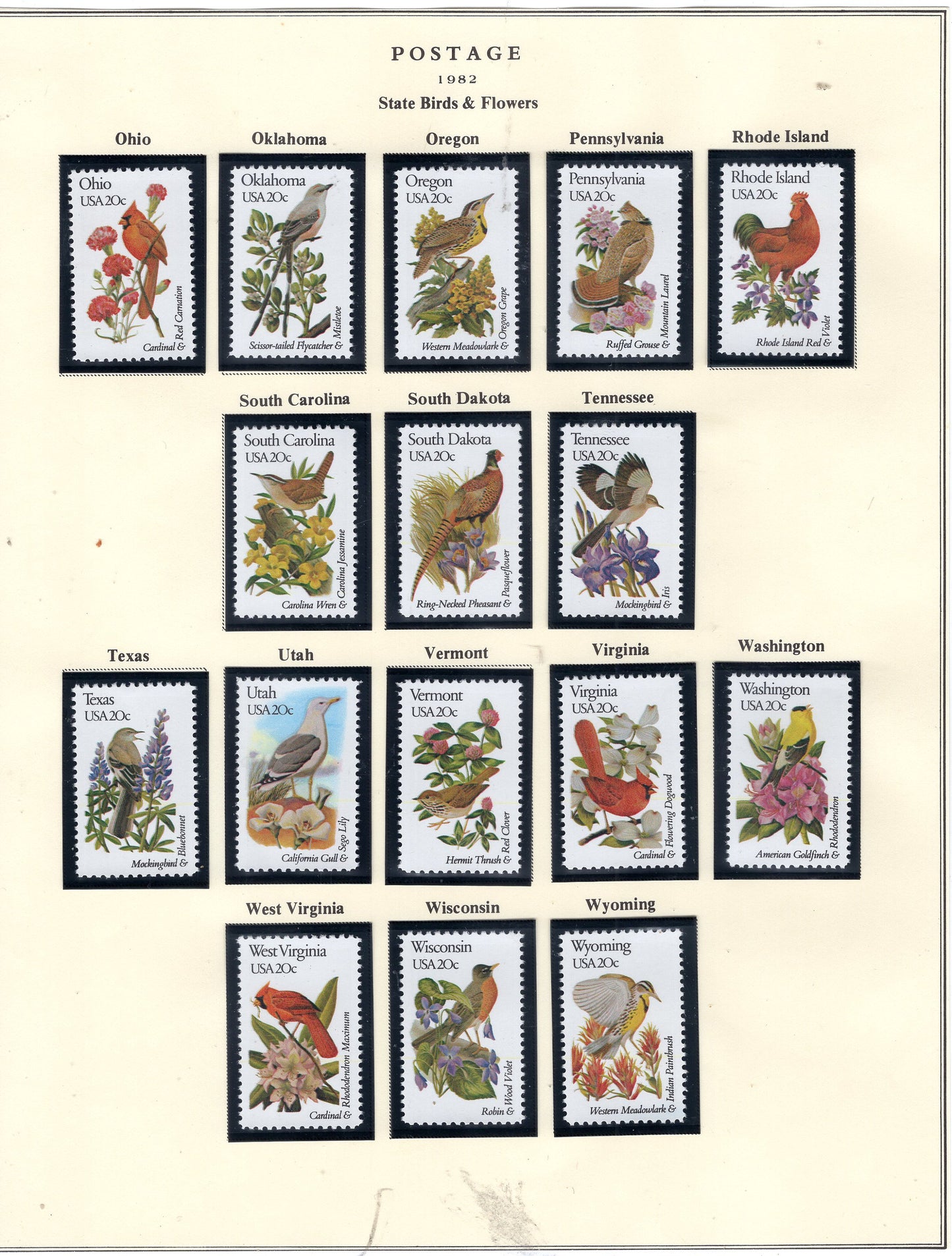 50 STATE BIRDS FLOWERS - All Different Stamps - Please See the 3 Scans Fresh Bright Usa -Vintage 1982 - 1953 w/ Tracking