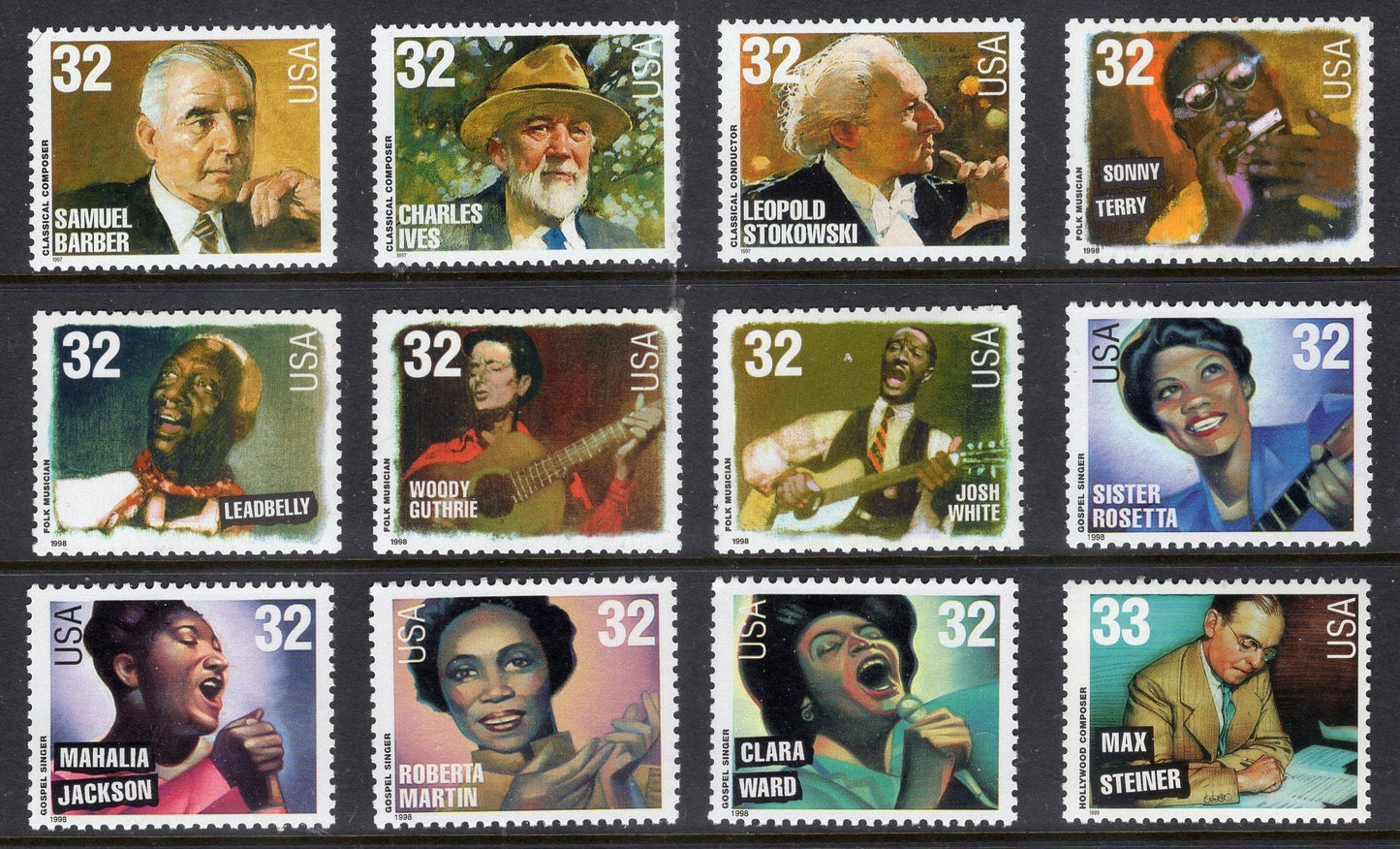 LEGENDS of AMERICAN MUSIC Complete Collection of 79 Unused Fresh Bright Stamps Jazz Opera - Vintage 1993/1999 - Stock# 2721 C