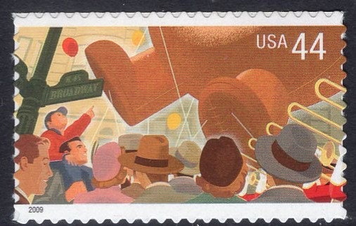 8 THANKSGIVING PARADE Stamps in Strip of 4 or 4 Singles (as you wish) Fresh Bright USA Stamps - Vintage 2009 - Stock# 4417