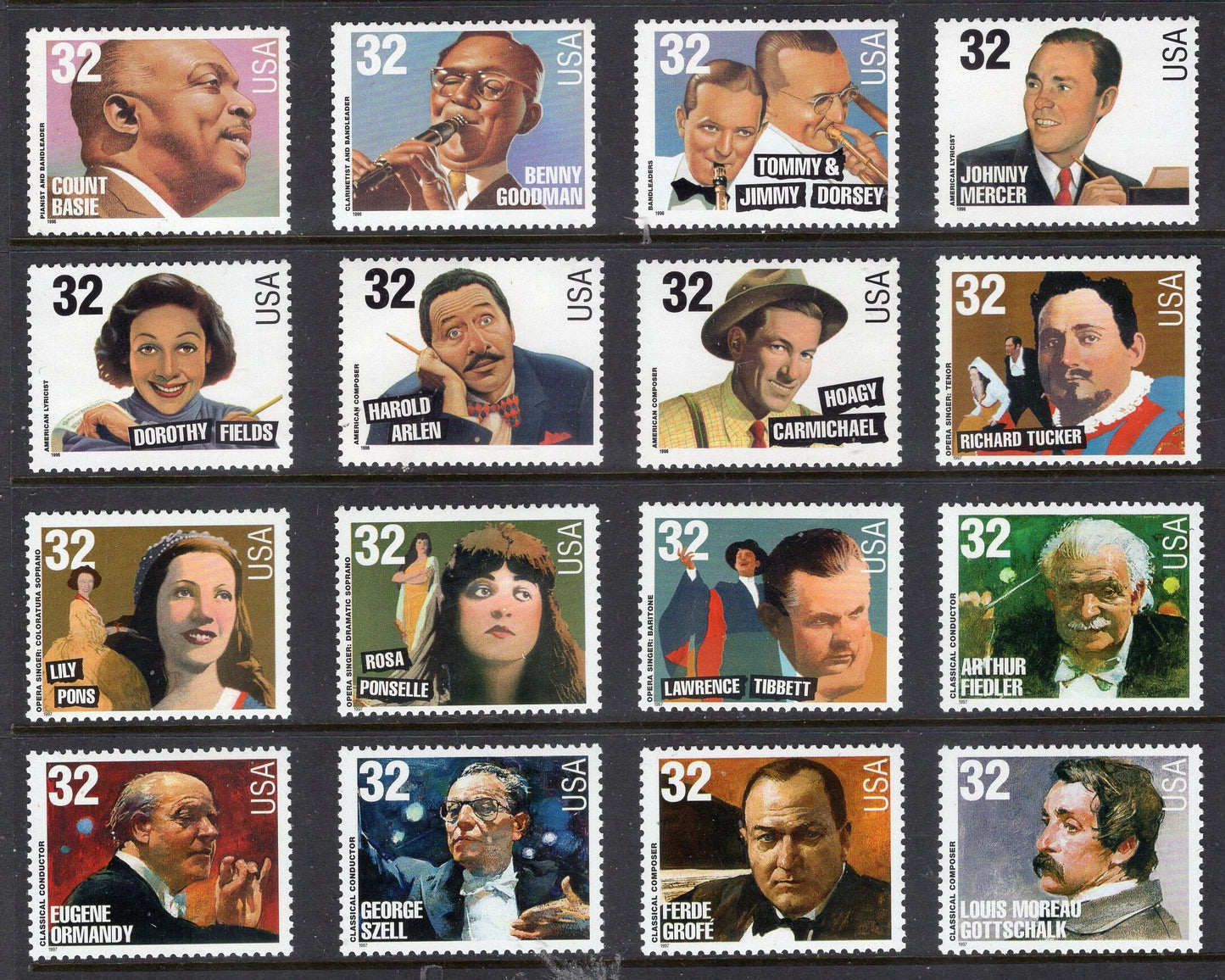 LEGENDS of AMERICAN MUSIC Complete Collection of 79 Unused Fresh Bright Stamps Jazz Opera - Vintage 1993/1999 - Stock# 2721 C