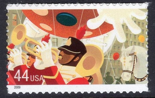 8 THANKSGIVING PARADE Stamps in Strip of 4 or 4 Singles (as you wish) Fresh Bright USA Stamps - Vintage 2009 - Stock# 4417