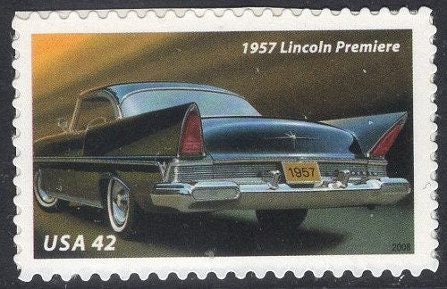 10 1950's AUTOMOBILES CARS Cadillac Studebaker Hawk Pontiac Lincoln Chrysler Unused Postage Stamps - Vintage 2008 -Stock# 4353