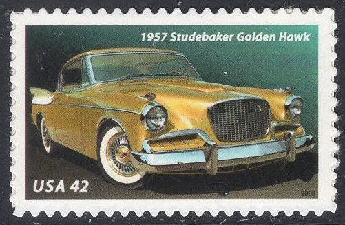 10 1950's AUTOMOBILES CARS Cadillac Studebaker Hawk Pontiac Lincoln Chrysler Unused Postage Stamps - Vintage 2008 -Stock# 4353