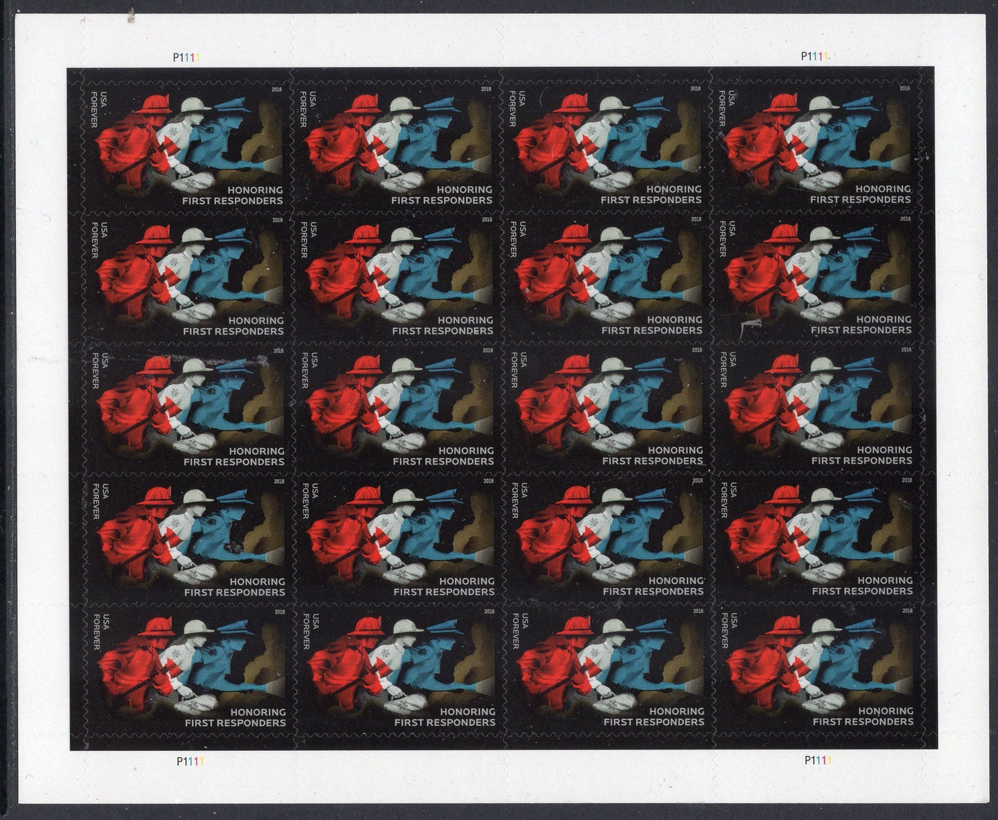 HONORING FIRST RESPONDERS Fire Police Medical Sheet of 20 Stamps - Unused, Fresh, Bright - Stock# 5316