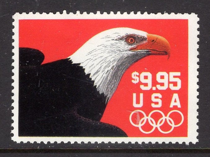 1 BALD EAGLE and OLYMPIC Rings - Rarely Seen Stamp - Unused Full Gum Bright Fresh Mint - Vintage 1991 - Stock# 2541