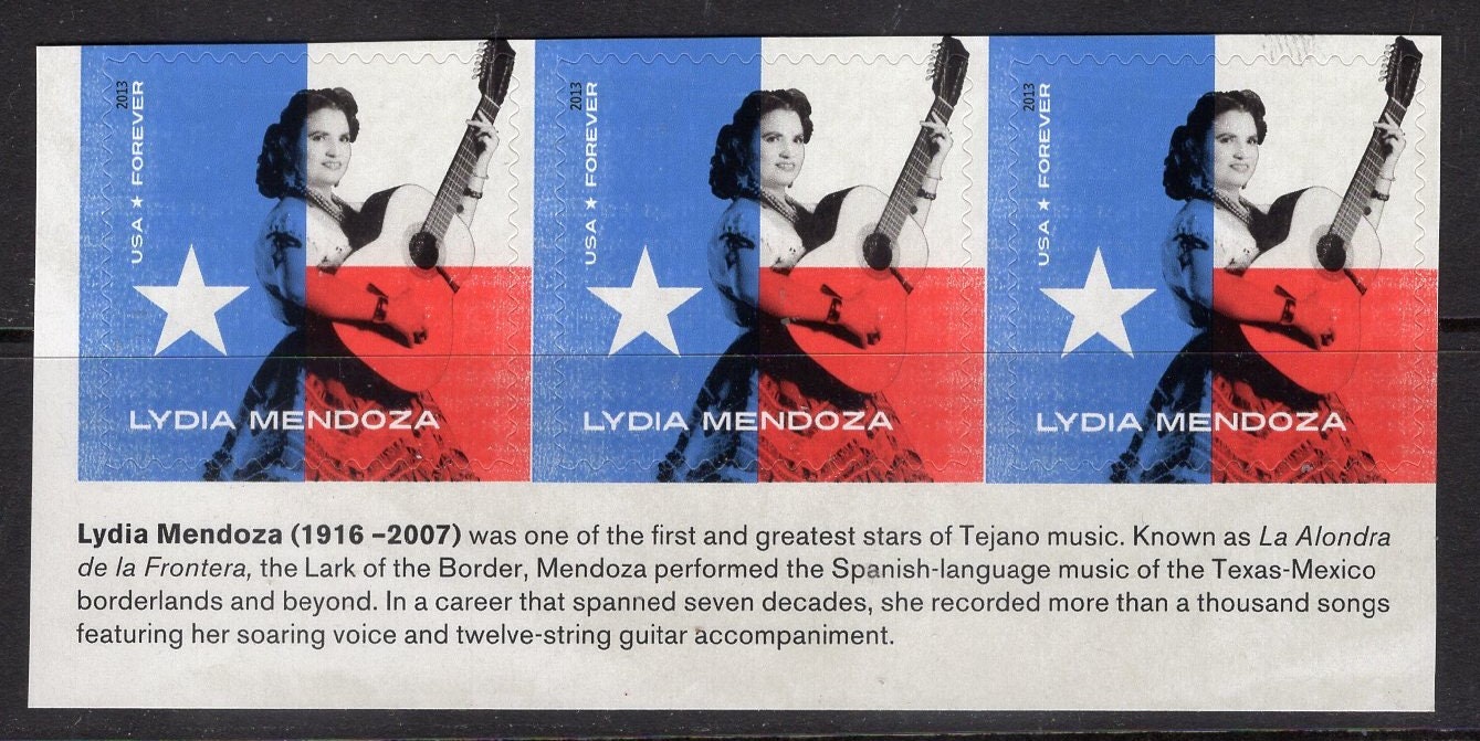 1 LYDIA MENDOZA SINGER Inscription Strip of 3 Usa Stamps Unused, Bright Post Office Fresh - Vintage 2013 - Stock# 4786 Tab