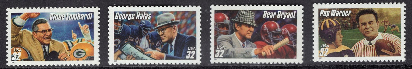 FOOTBALL COMPLETE COLLECTION of 16 United States Postage Stamps (5 scans) in Fresh Bright Mint Condition - Vintage 1969/on