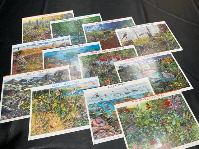NATURE of AMERICA SCENES 12 Different Sheets of 10 - Hawaii Coral Fresh Bright Beautiful - Vintage 1999- -Stock# WoA
