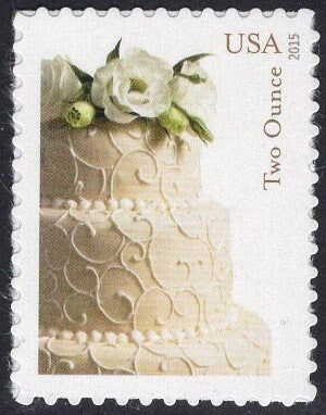 TWO OUNCE Rate WEDDING Cake Flower Sheet of 20 Self-adhesive Postage Stamps Invitations Thank You Save-the-Date- Vintage 2015-FreeUSA Ship