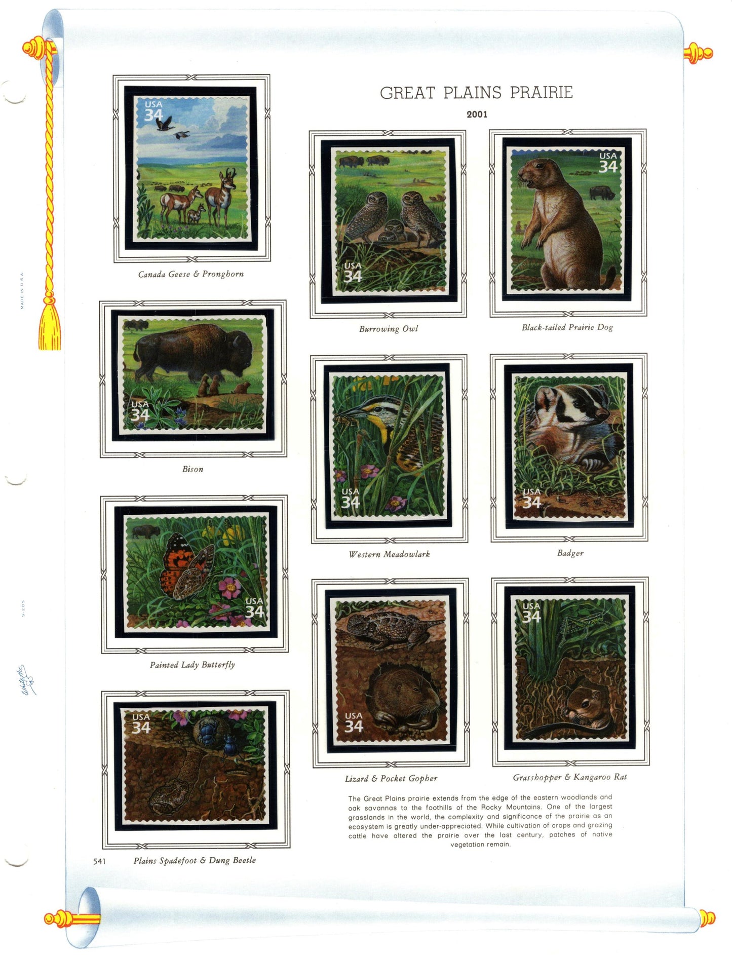 GREAT PLAINS PRAIRIE 10 Individual Stamps - from Nature of America Series #3 of 12 - Bright Beautiful - Album Page not included -FreeUsaShip