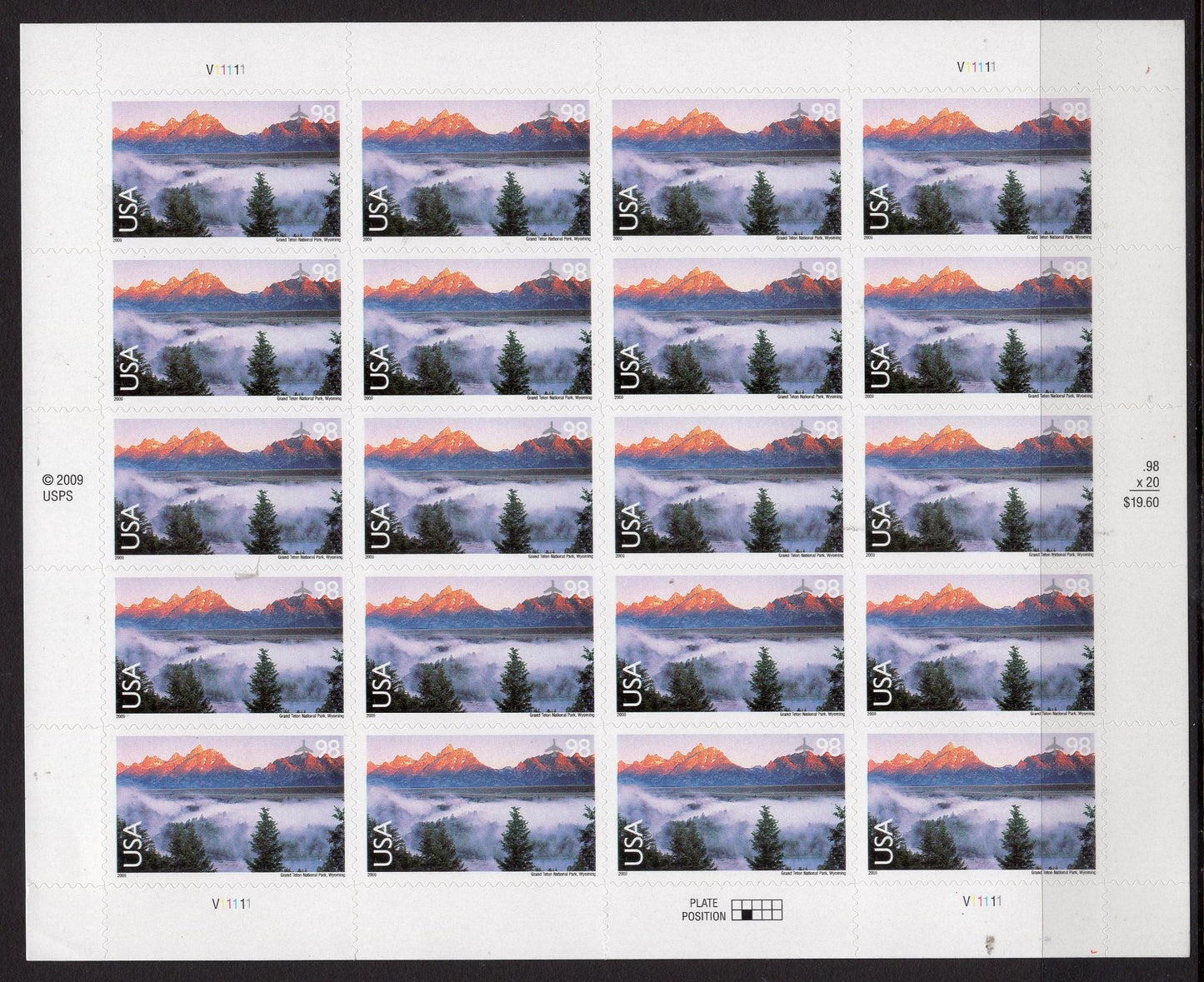 GRAND TETON NATIONAL Park Wyoming - Sheet of 20 Scenic American Landscapes Stamps - C147 Unused, Fresh, Bright Post Office