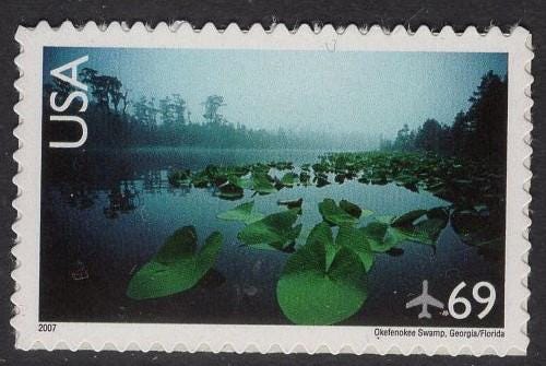 OKEFENIKEE SWAMP FLORIDA Georgia Sheet of 20 Scenic USa Landscapes Stamps - Unused Post Office Fresh - Vintage 1999 ping