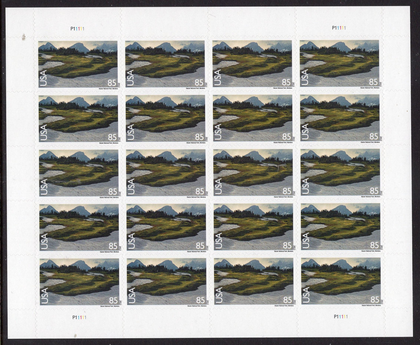 GLACIER NATIONAL PARK, Montana Sheet of 20 Scenic USa Landscapes Stamps - Unused Post Office Fresh, Bright ping