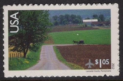 AMISH HORSE and BUGGY Lancaster County Pennsylvania Sheet of 20 Scenic USa Landscapes Stamps - Unused Fresh, Bright