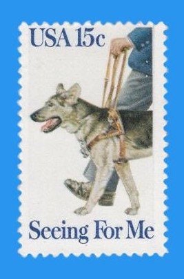 15 Service Dog - Seeing Eye Dog US Postage Stamps - Vintage 1979 - German Shepherd -- Bright and Fresh Post Office Condition - Stock# 1787