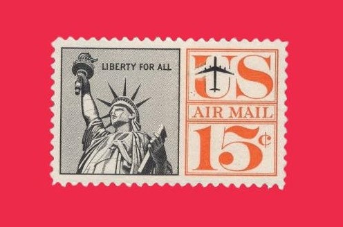 10 Statue of Liberty US Airmail Postage Stamps - Unused, Bright and Post Office Fresh - Vintage 1961 - Scott Number C63 ping