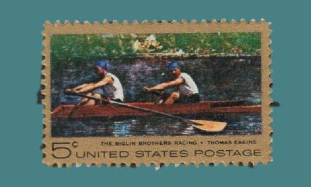 10 EAKINS PAINTING Sculling USa Postage Stamps - Unused, Bright, Post Office Fresh - Vintage 1967 - Stock# 1335 ping