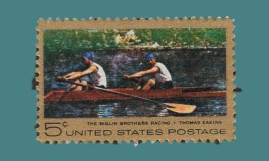 10 EAKINS PAINTING Sculling USa Postage Stamps - Unused, Bright, Post Office Fresh - Vintage 1967 - Stock# 1335 ping
