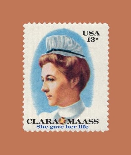 15 Clara Maas Nurse Nursing Hospital Pin - Bright US Postage Stamps - Vintage 1976 - Stock# 1699 ping