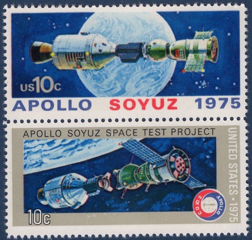 8 APOLLO SOYUZ SPACE Docking Earth - All 4 Configurations - Bright Fresh Postage Stamps - Vintage 1975 - Stock# 1569 
