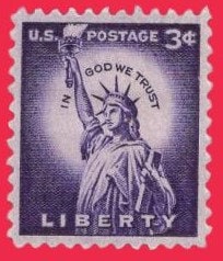 10 STATUE of LIBERTY USA Postage Stamps - Unused, Bright and Post Office Fresh - Vintage 1954 - Stock# 1035 ping