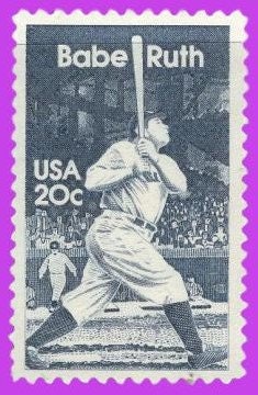 10 BABE RUTH BASEBALL USa Postage Stamps - Unused, Bright, Post Office Fresh - Vintage 1983 - Stock# 2046 ping
