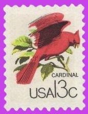 10 RED CARDINAL on a Branch - BIRDs - Unused Fresh, Bright USa Postage Stamps - Vintage 1978 - Stock# 1757a ping