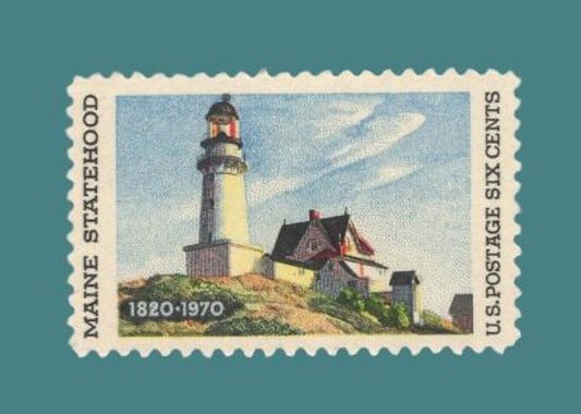 10 Lighthouse Cottage Two Lights, Maine Statehood - Bright US Postage Stamps - Vintage 1970 Scott Number 1391