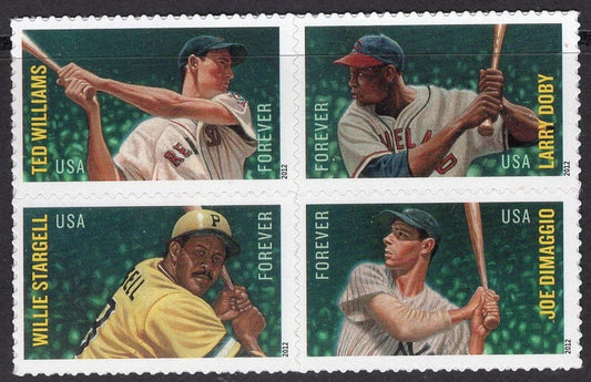 1 WILLIAMS STARGELL DiMAGGIO DOBY Baseball Block of 4 Unused Fresh USa Postage Stamps - Stock# 4694