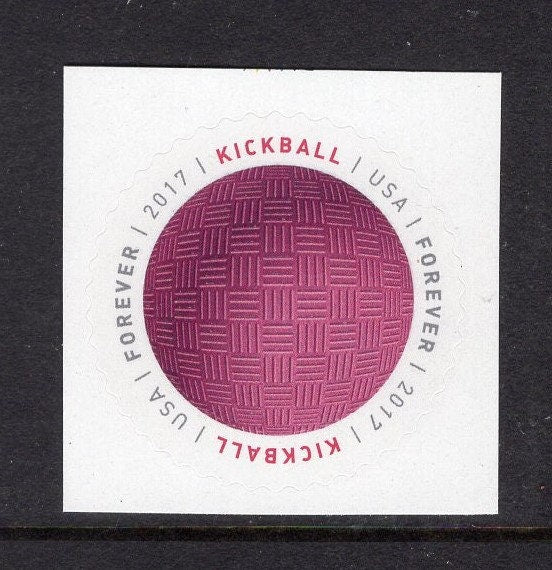 10 KICKBALL SPORTS Balls Round First Class Mail Rate Unused Fresh Bright USA Postage Stamps - Vintage 2017 - Stock# 5210