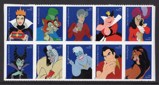 10 DISNEY VILLIANS all different Forever Unused Fresh Bright US Postage Stamps - Vintage 2017 - Stock# 5213-20 ping