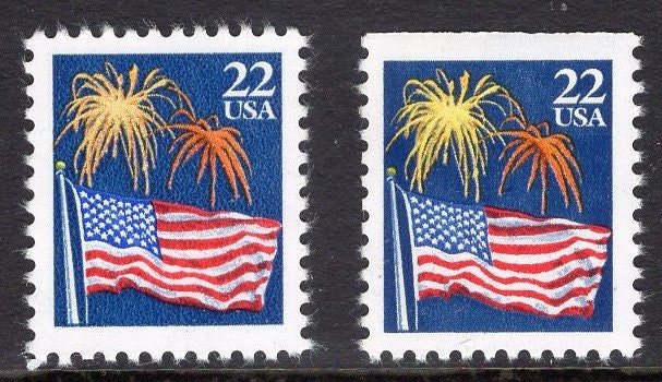 20 FIREWORKS FLAG USA Postage Stamps (2 shown above) - Unused, Bright, Post Office Fresh -Vintage 1987 - Stock# 2276-2276a .